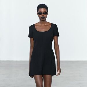 ZARA SHORT SLEEVE MINI BLACK DRESS ZW COLLECTION Sz S NWT 9479/012